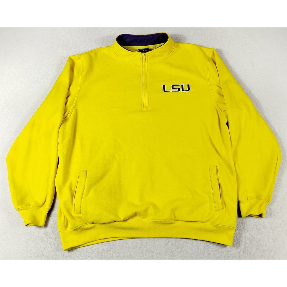 LSU Tigers Sweatshirt Mens XL Gold NCAA Football Colosseum 1/4 Zip Pullover